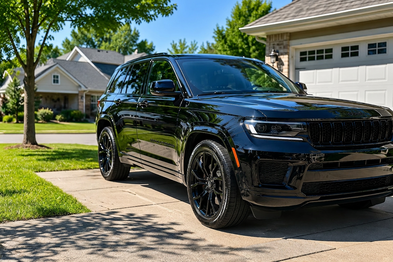 Black SUV freshly detailed by H&M Detailing